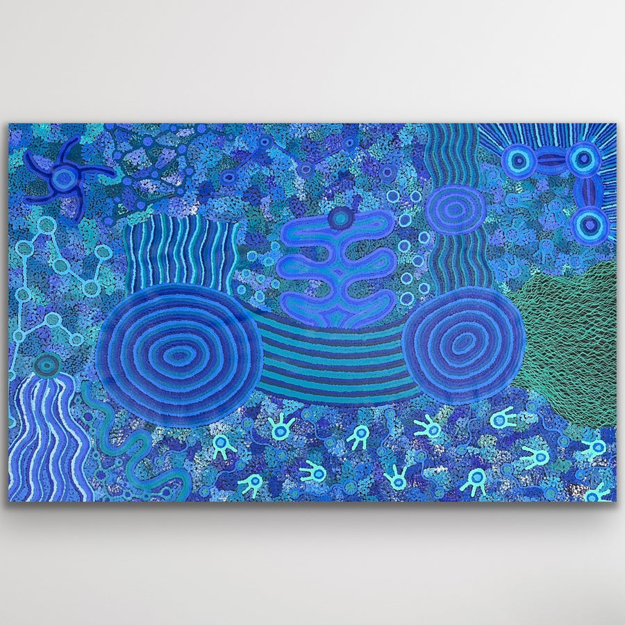 "Mamungari-Nya" original Aboriginal painting by Renae Nakamarra Nelson, 180cm x 113cm - authentic Indigenous Australian artwork