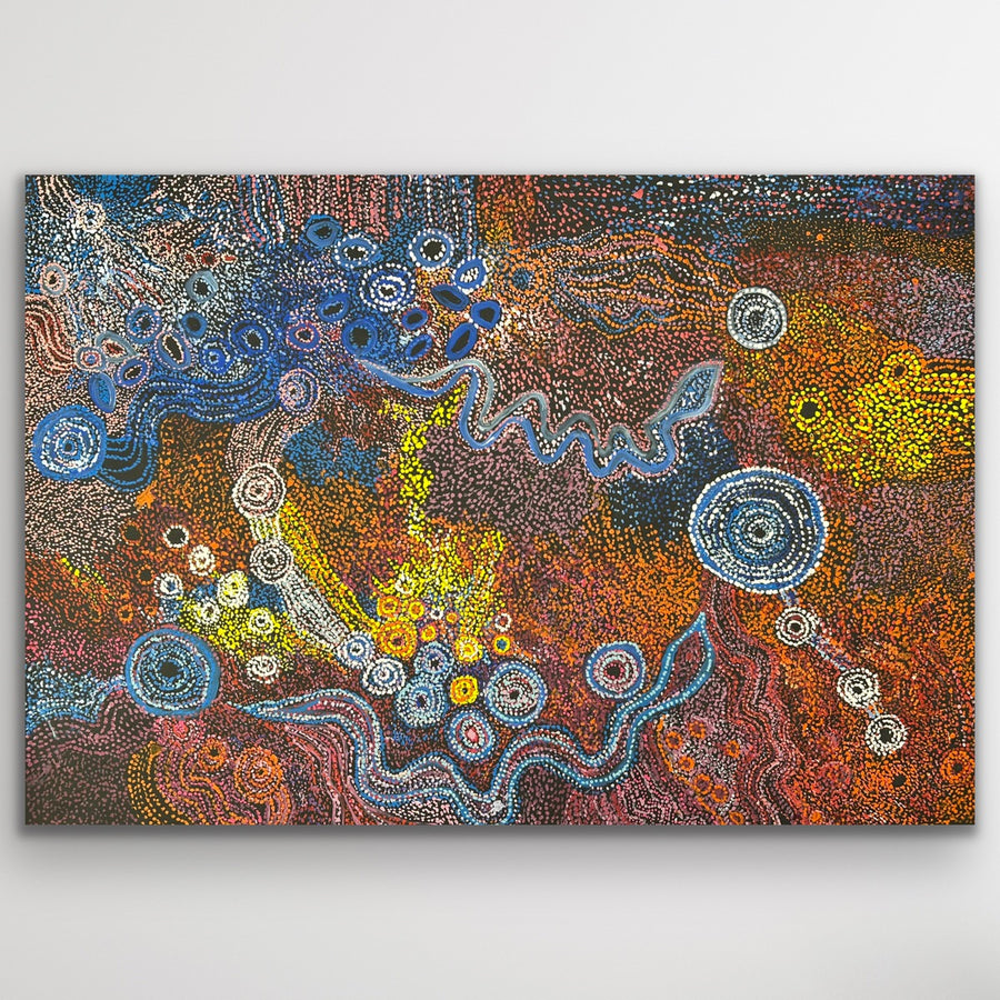 "Piltati Tjukurpa" original Aboriginal painting by Rhoda Tjitayi, 148cm x 104cm - authentic Indigenous Australian artwork