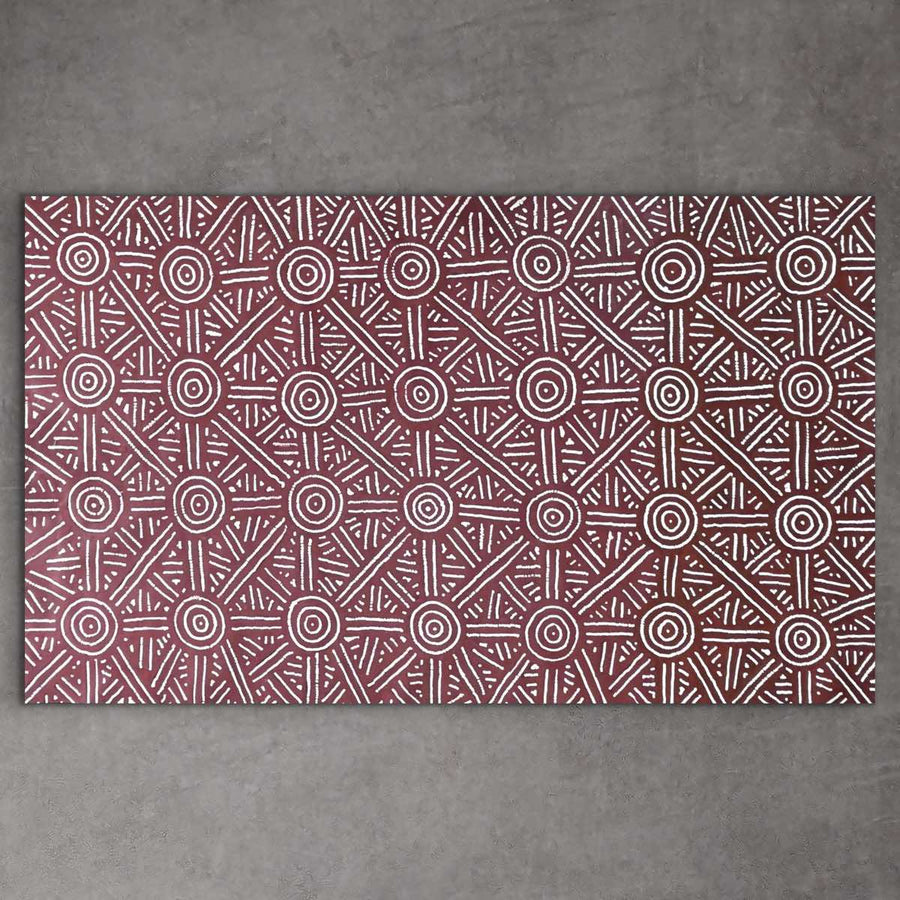 flowing dot art Seed Dreaming painting by Marshall Jangala Robertson showing graceful movement and cultural storytelling