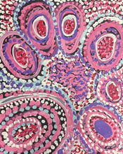 Load image into Gallery viewer, Colorful painting with pattern with pink, purple, and black circles on a textured background