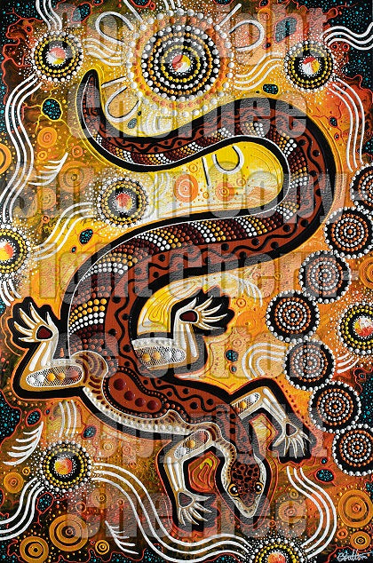 Goanna Egg - Jurutu Kutu original painting by Chern'ee Sutton, Kalkadoon Aboriginal artist, 91cm x 61cm