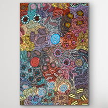 Load image into Gallery viewer, Detail of Grandmother’s Country 2026 showing ceremonial symbols and dot work by Michelle Possum Nungurrayi