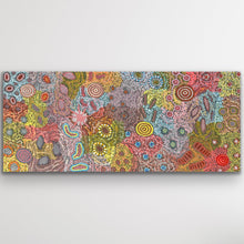 Load image into Gallery viewer, A vibrant depiction of desert landscapes filled with intricate detail and colour by Michelle Possum Nungurrayi.
