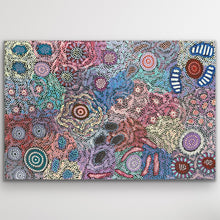 Load image into Gallery viewer, Large Aboriginal artwork Grandmother's Country by Michelle Possum Nungurrayi in vivid colours