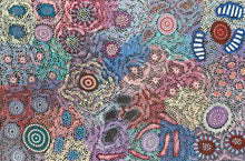 Load image into Gallery viewer, Close up of intricate dot work in Aboriginal painting Grandmother's Country by Michelle Possum Nungurrayi