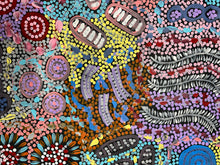 Load image into Gallery viewer, Authentic Aboriginal painting Grandmother's Country by Michelle Possum Nungurrayi, highlighting cultural landscapes and Dreamtime storytelling