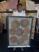Load image into Gallery viewer, Heritage Seed Dreaming painting by Marshall Jangala Robertson with flowing dots and ancestral narrative