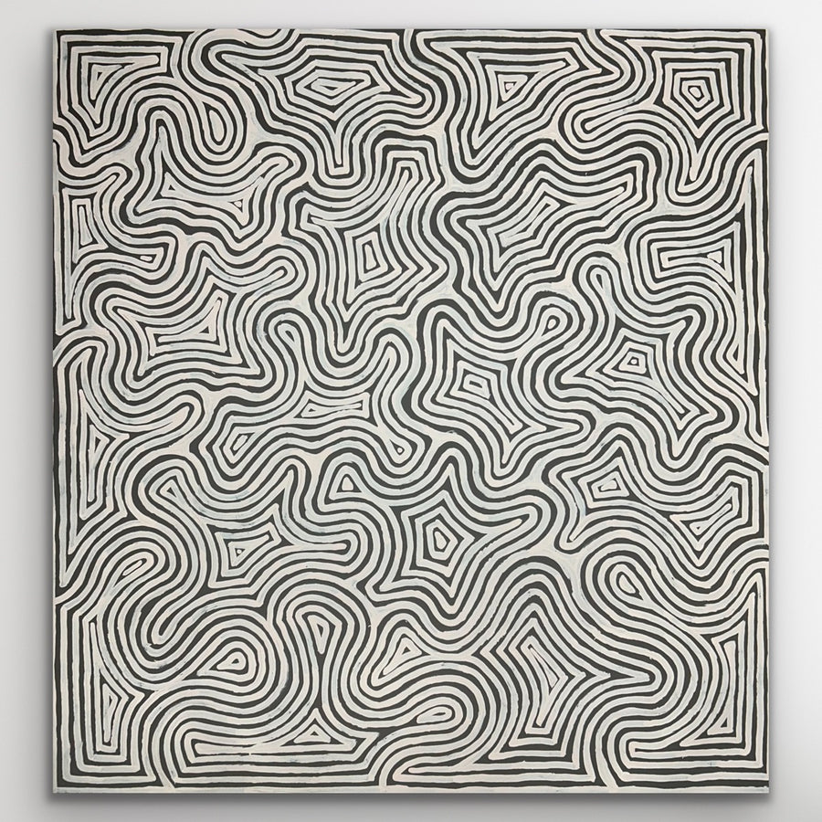 "Tingari" original Aboriginal painting by George Hairbrush Tjungurrayi, 100cm x 96cm - authentic Indigenous Australian artwork