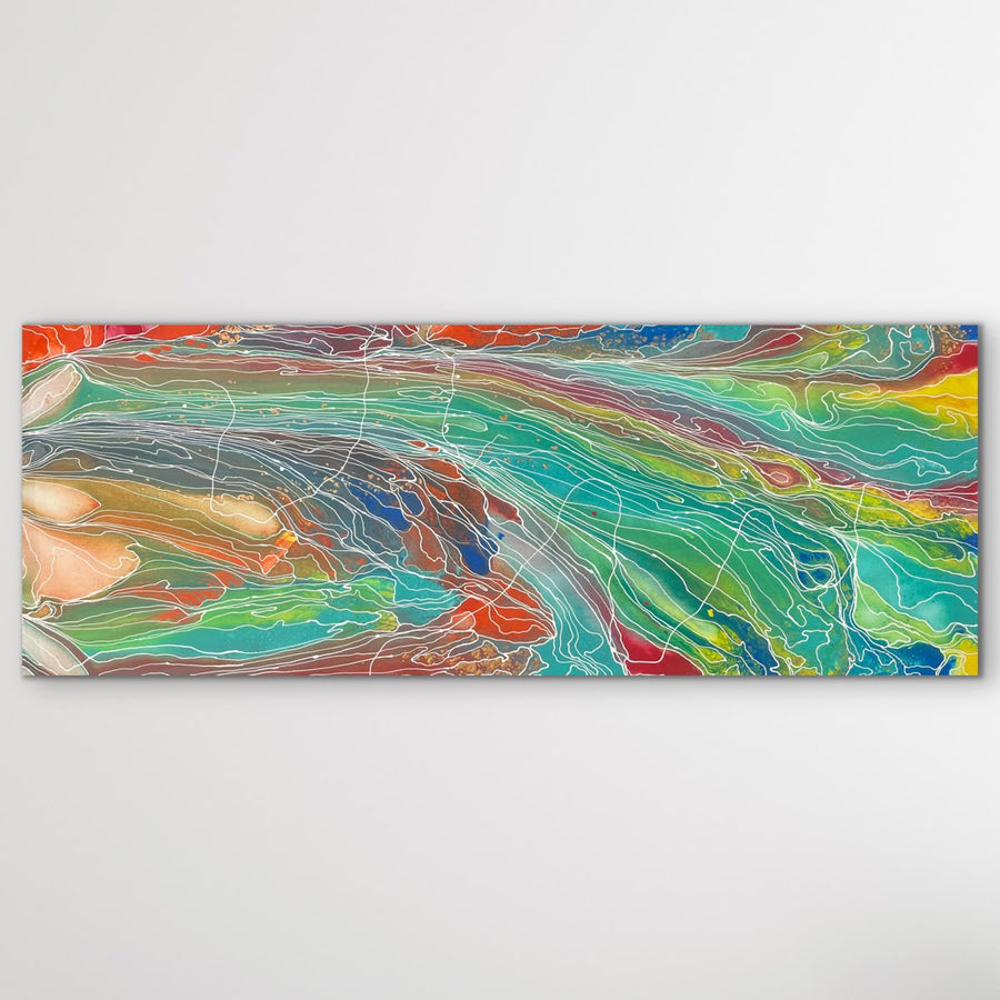 "Pantu (Salt Lake)" original Aboriginal painting by Janice Stanley, 170cm x 65cm - authentic Indigenous Australian artwork