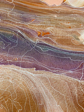 Load image into Gallery viewer, Macro detail of line and brush textures in Pantu Salt Lake Aboriginal painting by Janice Stanley