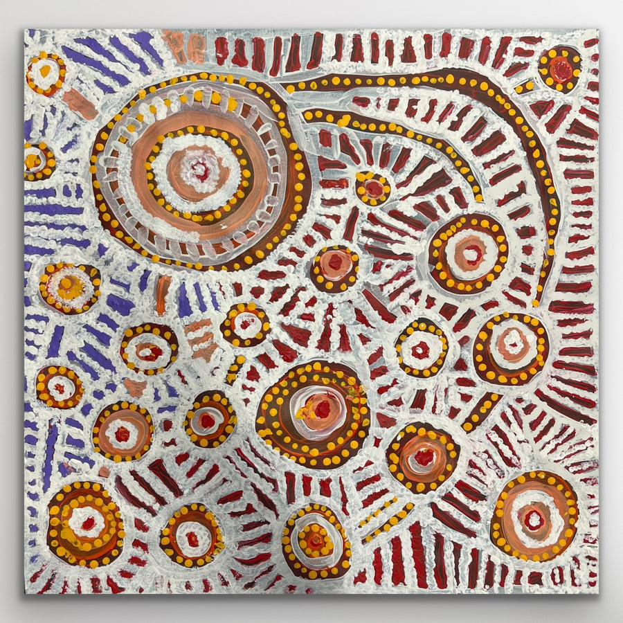"Kapi Tjukul (Rock Holes)" original Aboriginal painting by Yaritji Heffernan, 60cm x 62cm - authentic Indigenous Australian artwork
