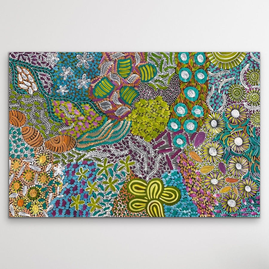 Colorful Australia womens ceremony artwork on a white background