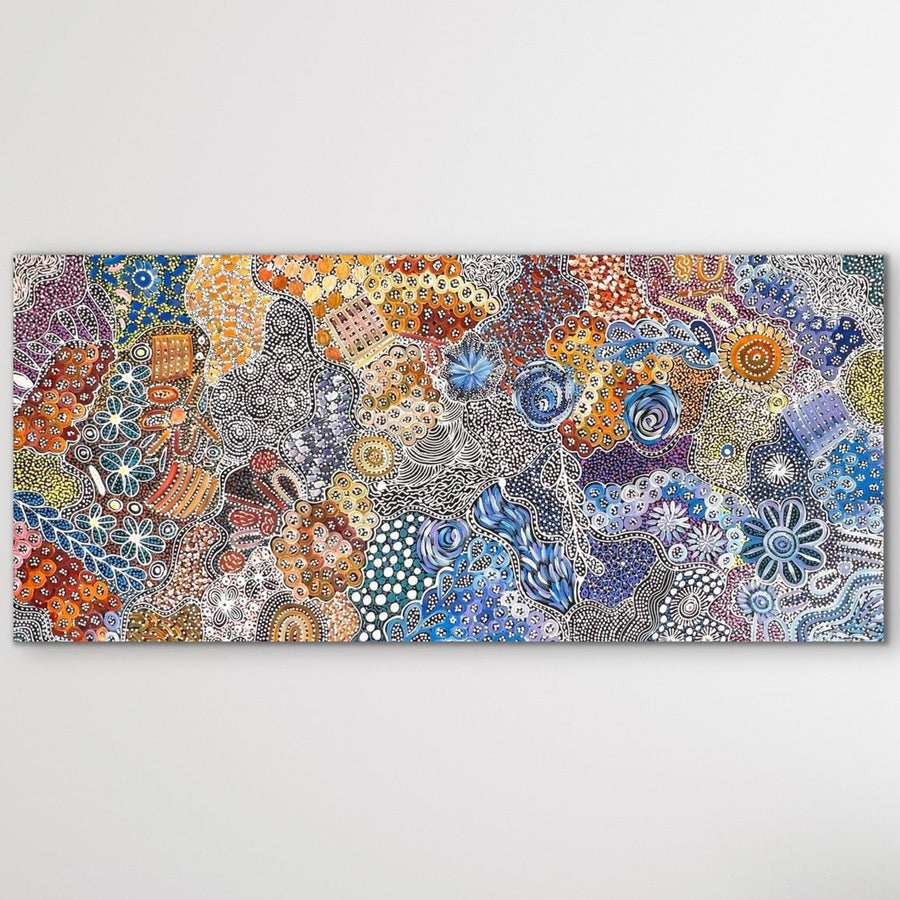"My Country" original Aboriginal painting by Katrina Bird, 197cm x 93cm - authentic Indigenous Australian artwork