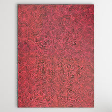 Load image into Gallery viewer, Red and black patterned contemporary Indigenous Art "Tingari" George Hairbrush Tjungurrayi 199cm x 144cm