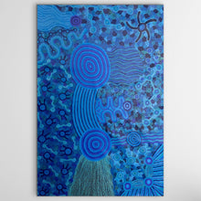 Load image into Gallery viewer, Authentic Aboriginal art with blue and purple, from APY Lands "Mamungari-Nya" Renae Nakamarra Nelson 167cm x 110cm