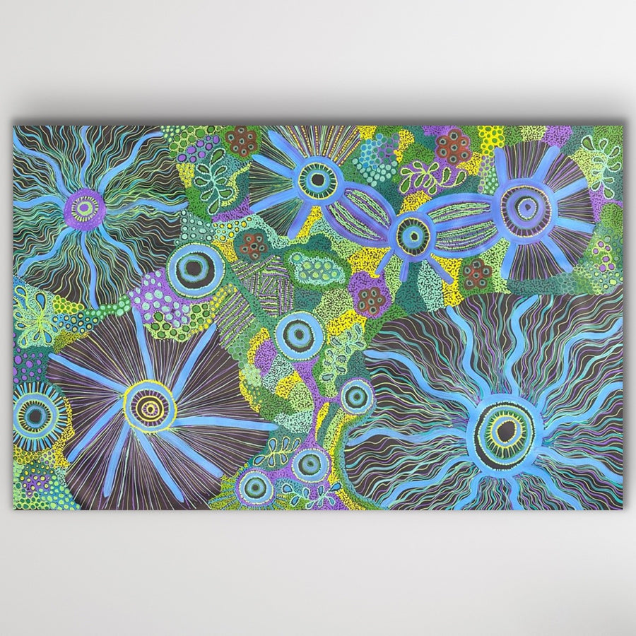 "Mamungari-Nya" original Aboriginal painting by Renae Nakamarra Nelson, 89cm x 141cm - authentic Indigenous Australian artwork