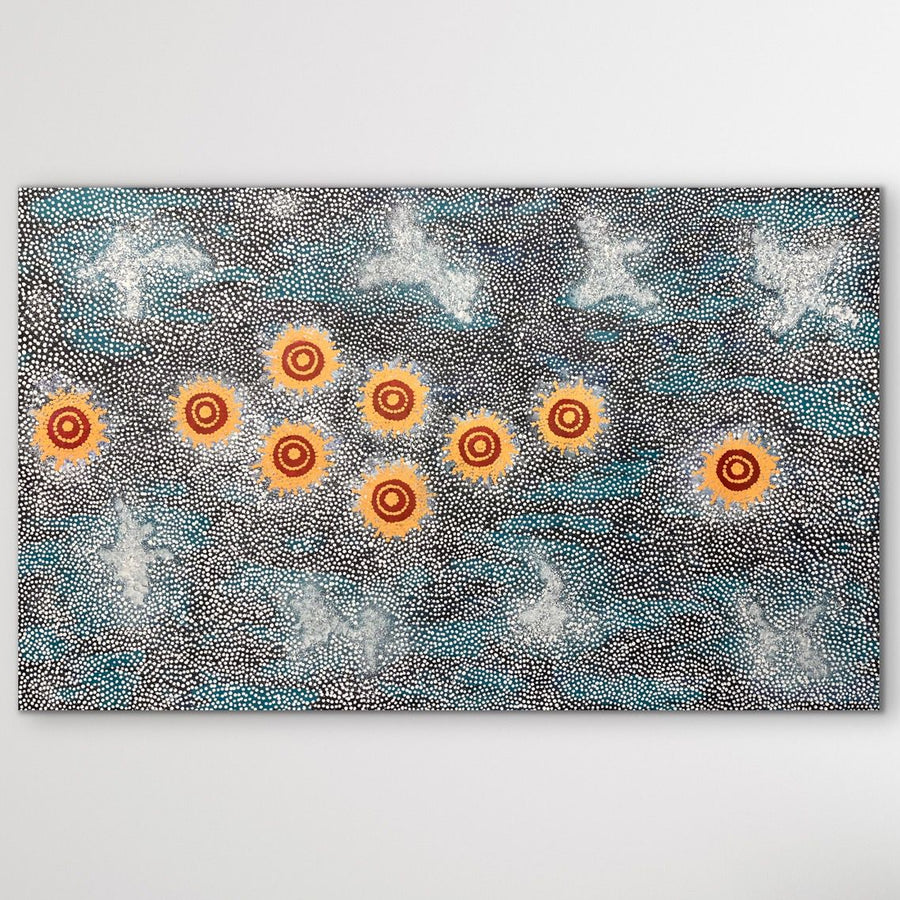 "Seven Sisters" original Aboriginal painting by Maureen Nampijinpa Hudson, 140cm x 87cm - authentic Indigenous Australian artwork