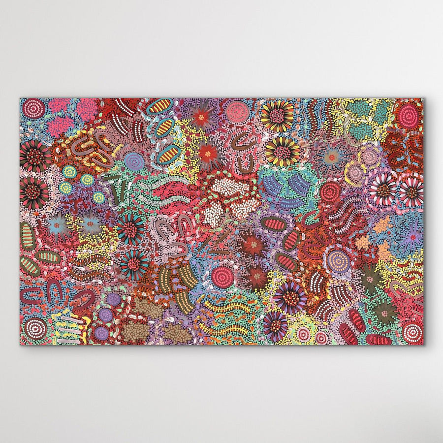 "Grandmother's Country" original Aboriginal painting by Michelle Possum Nungurrayi, 144cm x 88cm - authentic Indigenous Australian artwork