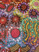 Load image into Gallery viewer, "Grandmother's Country" Michelle Possum Nungurrayi 144cm x 89cm Michelle Possum Nungurrayi 144cm x 89cm close up of colour and detail