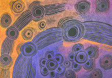 Load image into Gallery viewer, Detailed view of Minyma Malilu showing rhythmic dot patterns and cultural storytelling characteristic of Teresa Baker’s Western Desert style.
