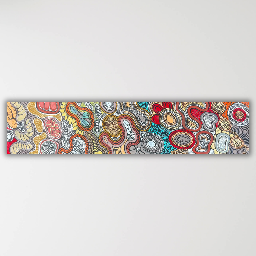 "My Country and Bush Tucker" Julieanne Turner Nungurrayi 120cm x 28cm