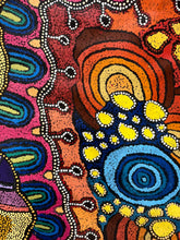 Load image into Gallery viewer, Colourful abstract artwork with concentric circles and patterns, "My Country" Damien and Yilpi Marks 202cm x 148cm Close up detailed dot painting aboriginal art from Australia