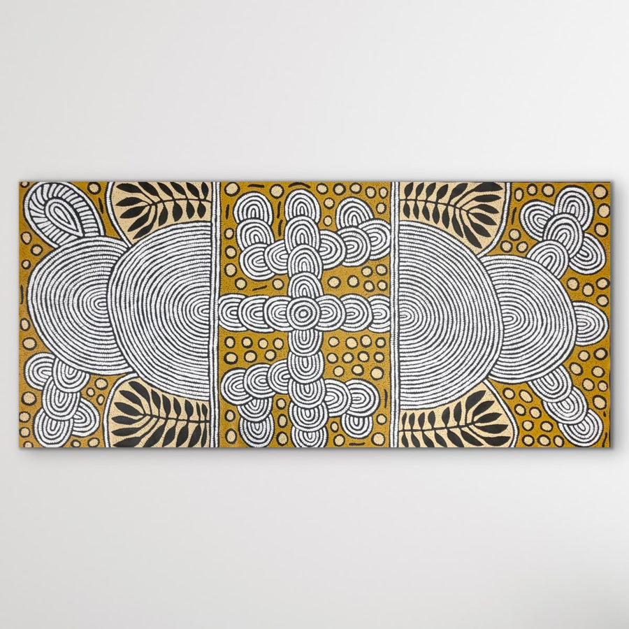 "My Special Homeland (Papunya)" original Aboriginal painting by Debra Nangala McDonald, 199cm x 91cm - authentic Indigenous Australian artwork