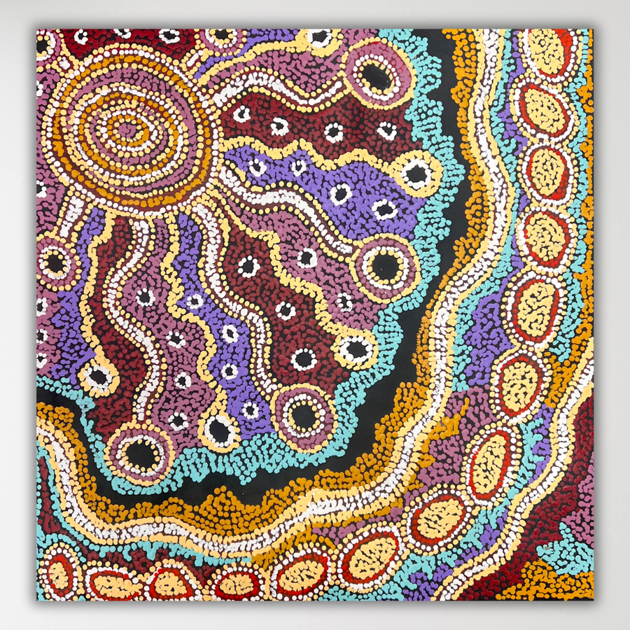 "Ngura" original Aboriginal painting by Audrey Brumby, 62cm x 60cm - authentic Indigenous Australian artwork