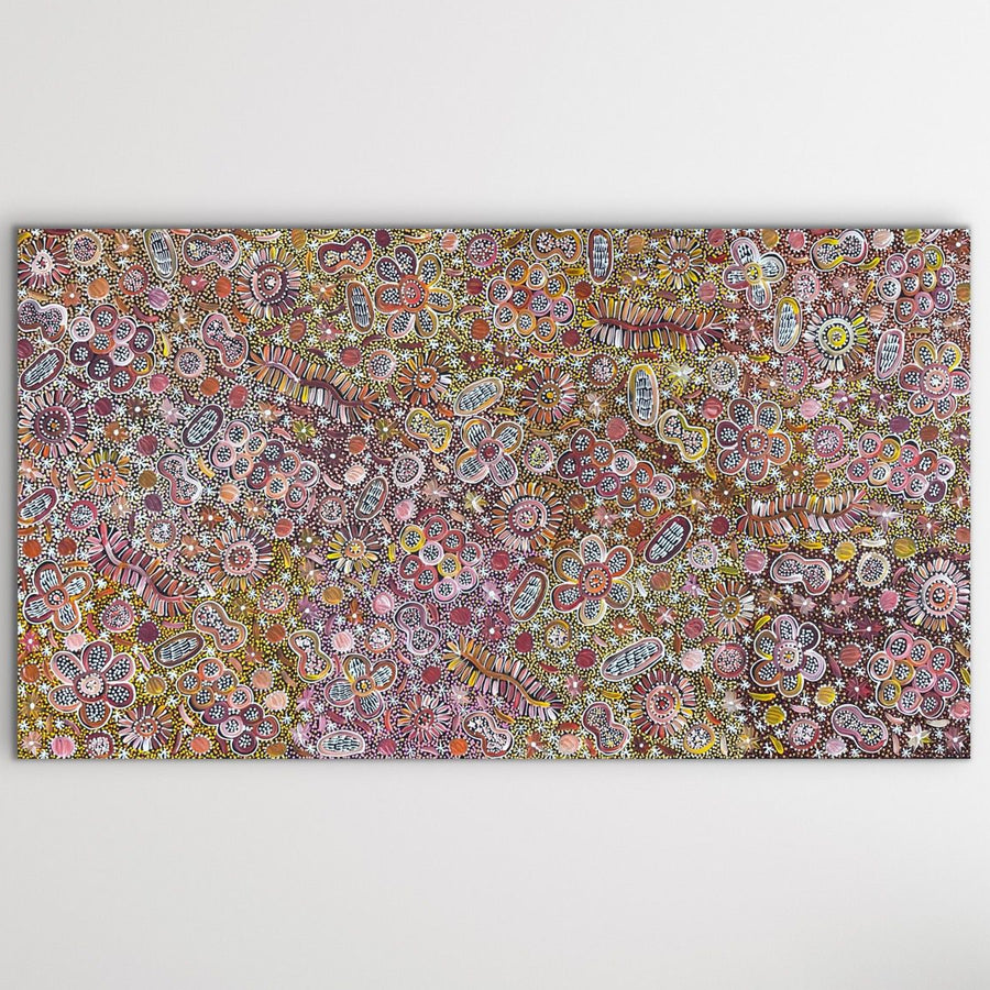 yellow, orange and red large Indigenous Australia painting Utopia Northern Territory Artist