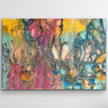 Load image into Gallery viewer, Pantu Salt Lake Aboriginal painting by Janice Stanley from the APY Lands featuring flowing salt lake forms and Seven Sisters creation story artwork