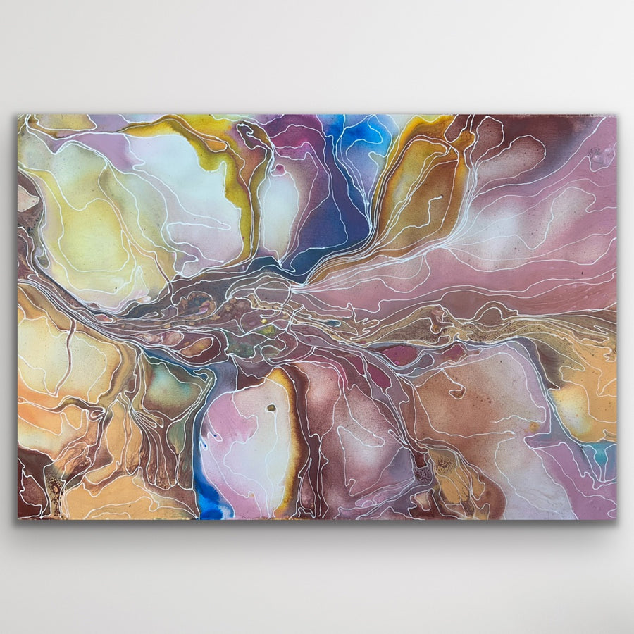 “Pantu (Salt Lake)” by Janice Stanley, original Aboriginal acrylic painting on canvas 104cm x 67cm