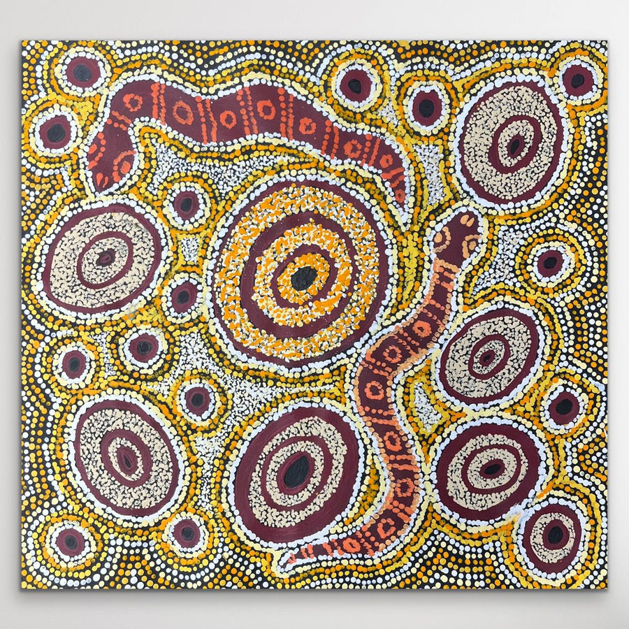 "Piltati" original Aboriginal painting by Margaret Wood, 60cm x 55cm - authentic Indigenous Australian artwork