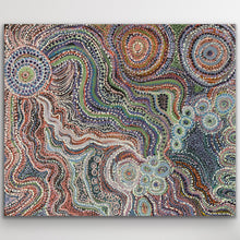 Load image into Gallery viewer, Earthy pinks, blues and creams intertwine to tell the story of the two sisters beneath the desert sky.