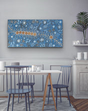 Load image into Gallery viewer, Seven Sisters Dreaming artwork by Michelle Possum Nungurrayi inspired by the Pleiades star story reproduced on canvas