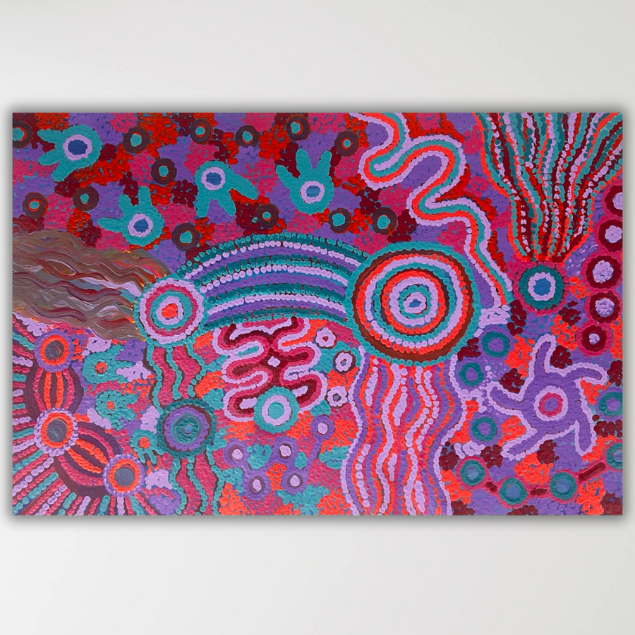 "Mamungari-Nya" original Aboriginal painting by Renae Nakamarra Nelson, 91cm x 60cm - authentic Indigenous Australian artwork