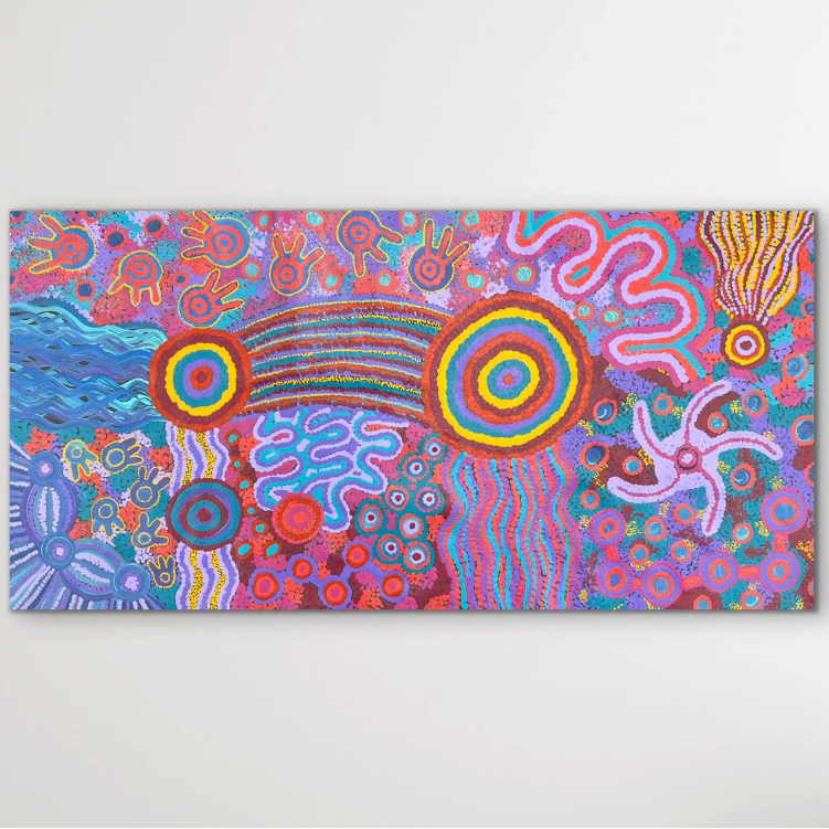"Mamungari-Nya" original Aboriginal painting by Renae Nakamarra Nelson, 139cm x 70cm - authentic Indigenous Australian artwork