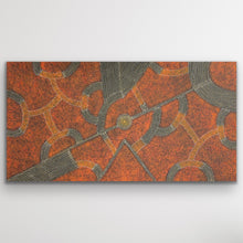 Load image into Gallery viewer, Wide Bush Plum Dreaming painting by Roseanne Morton with red and ochre tones