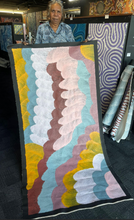 Load image into Gallery viewer, "Sand Dunes (Tali)" Aboriginal art by Maureen Nampijinpa Hudson - close-up detail, 178cm x 88cm