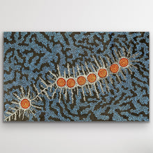 Load image into Gallery viewer, Seven Sisters Dreaming by Michelle Possum Nungurrayi, aerial view Aboriginal painting featuring star clusters and ancestral stories
