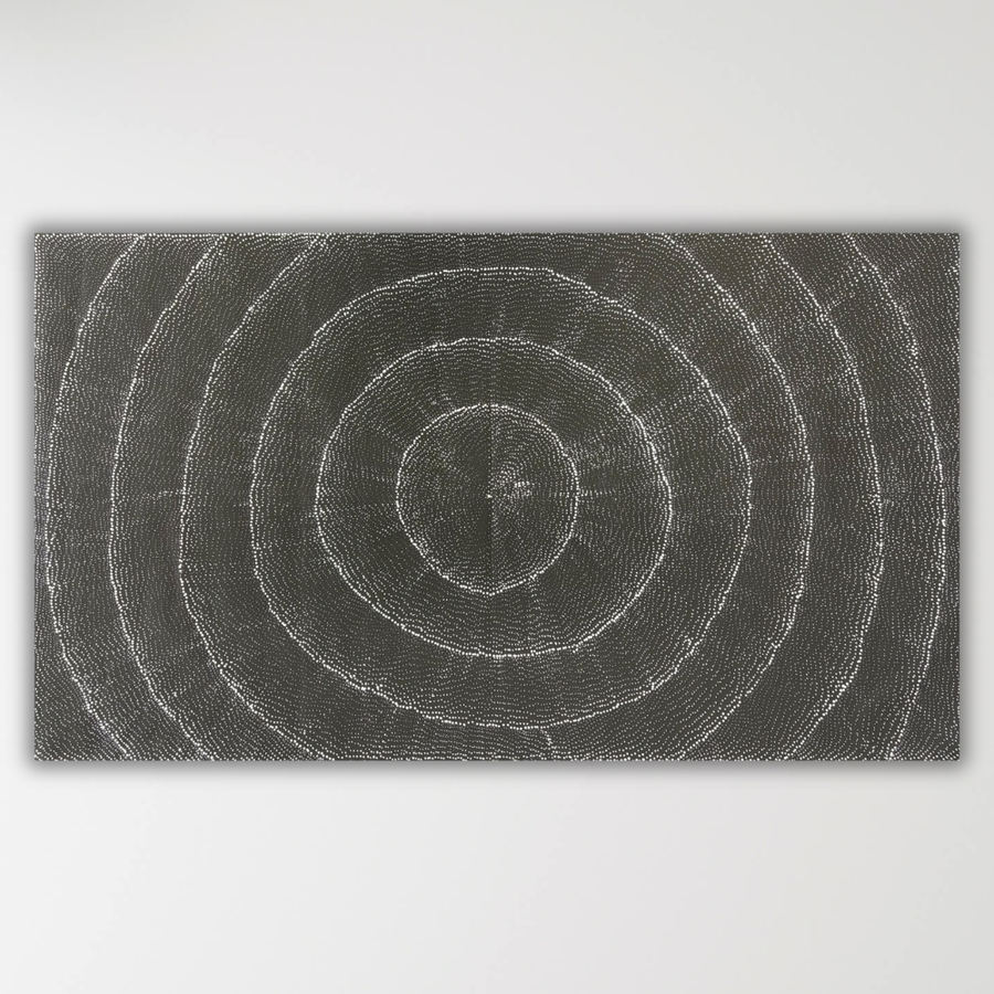 Black and white Aboriginal painting "Tali (Sandhills)" Dulcie Kelly Nangala 156cm x 89cm