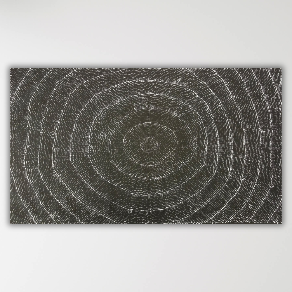 Black and white Aboriginal painting "Tali (Sandhills)" Dulcie Kelly Nangala 156cm x 90cm