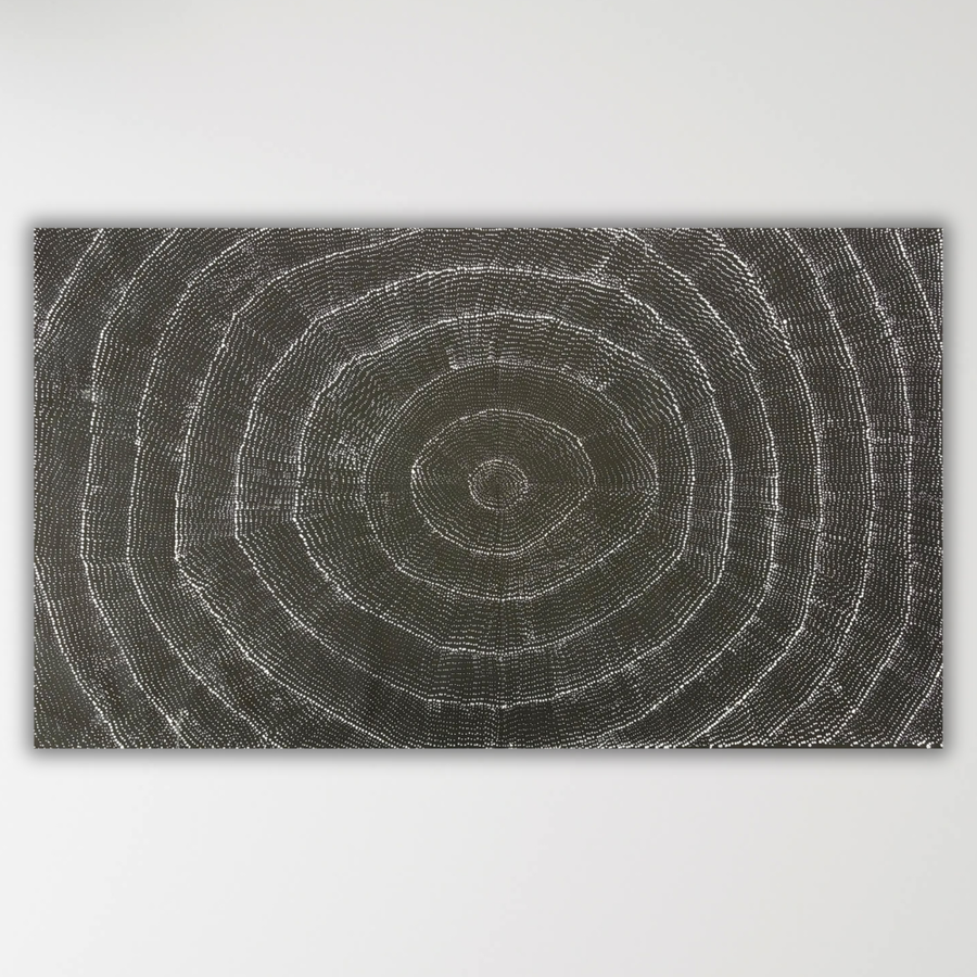 Black and white Aboriginal painting "Tali (Sandhills)" Dulcie Kelly Nangala 156cm x 90cm