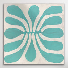 Load image into Gallery viewer, Teal Mulga Leaves painting on white wall