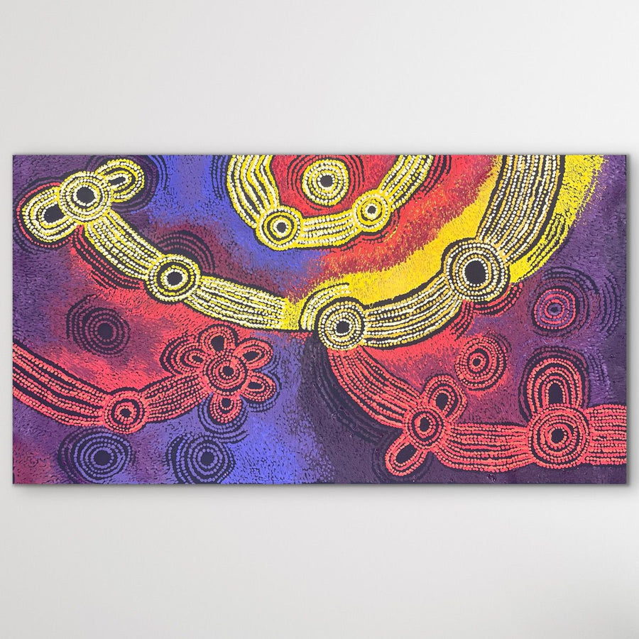 Contemporary Indigenous painting Minyma Malilu by Teresa Baker featuring traditional dot techniques canvas 121cm x 61cm