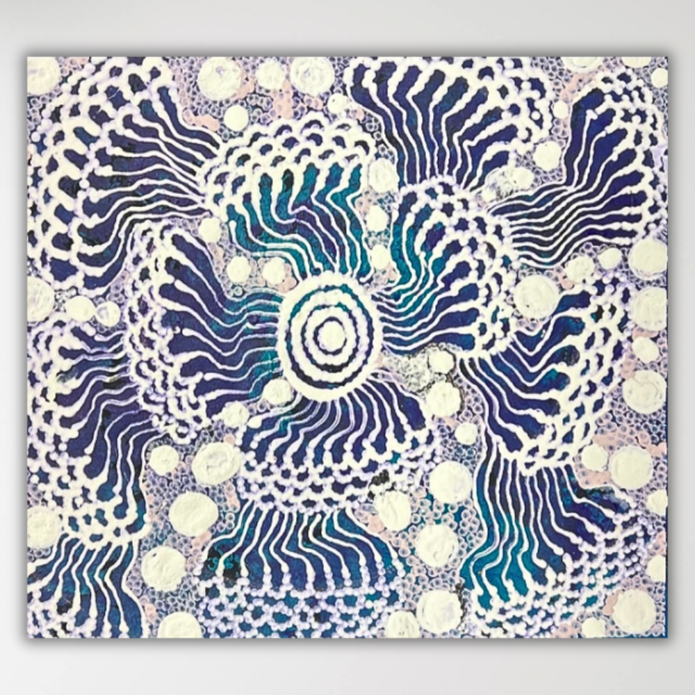 "Tree of Life" original Aboriginal painting by Maureen Nampijinpa Hudson, 44cm x 41cm - authentic Indigenous Australian artwork