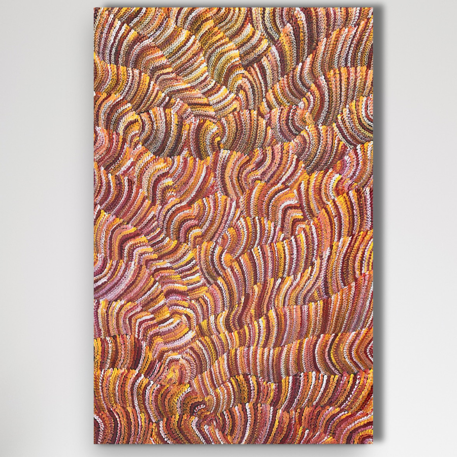 "Sand Dunes (Tali)" original Aboriginal painting by Maureen Nampijinpa Hudson, 119cm x 78cm - authentic Indigenous Australian artwork
