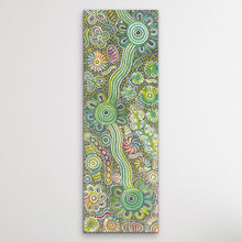 Load image into Gallery viewer, Detailed vertical crop of the Aboriginal canvas print showing vibrant bush flowers.