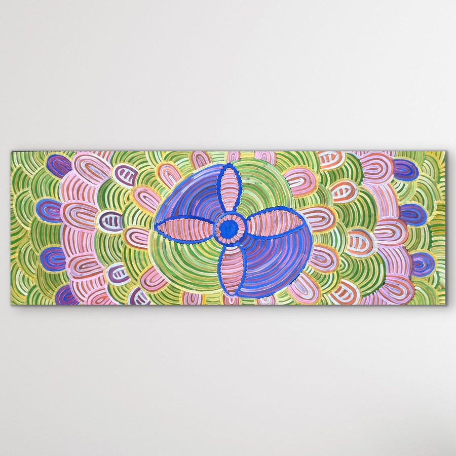 "Awelye" original Aboriginal painting by Jessie Bird Ngale, 196cm x 72cm - authentic Indigenous Australian artwork