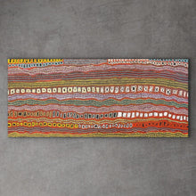 Load image into Gallery viewer, "Kalaya Tjukurpa" by Tjutjuna Paul Andy - detail view of Aboriginal painting, 203cm x 89cm