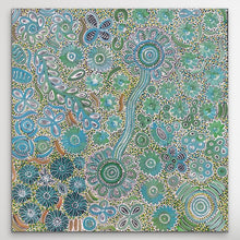 Load image into Gallery viewer, "Bush Flower" original Aboriginal painting by Bernadine Johnson Kemarre, 94cm x 92cm - authentic Indigenous Australian artwork